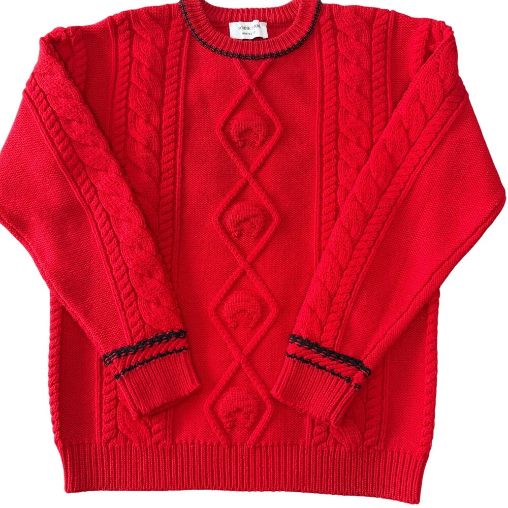 MARINE SERRE: Men's Cable-Knit Red Wool Sweater - XS